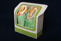 Grab N Go 4.5" x 4.75" x 2" Tortilla Pack Paper Box, Laminated, w/Window - CP-TS5TTFPKL